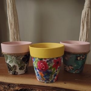 Handpainted/decopauge flower pots